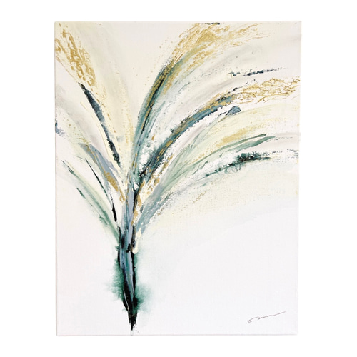 BLOOM - アート 抽象画 現代アート 立体的 爽やか ゴールド 緑  