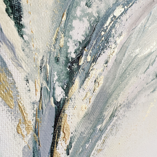 癒し絵画３点 BLOOM - アート 抽象画 現代アート 立体的 爽やか ゴールド 緑