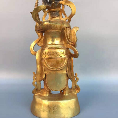 神像 銅製 留金 中国民間伝説 托塔天王 軍神 賞物 置物 希少珍品 神像 銅製 留金 中国民間伝説 托塔天王 軍神 賞物 置物 希少珍品