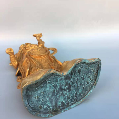 神像 銅製 留金 中国民間伝説 托塔天王 軍神 賞物 置物 希少珍品唐物