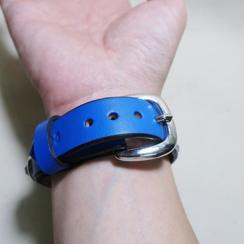 スタッズブレスレット UKサドルレザー ゾウ革 レザークラフト