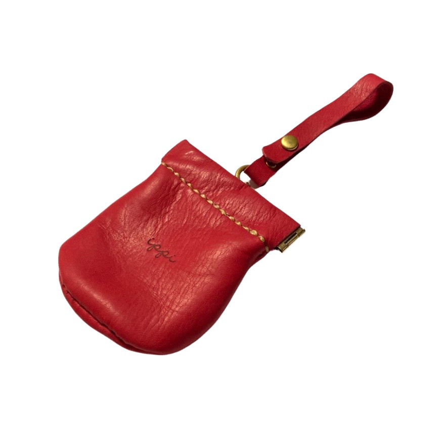 「ippi」『Petal』コインケース/RED、小物入れ、本革、ナチュラル、ギフト、ワンタッチ