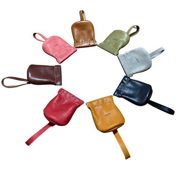 “ippi”“花瓣”零錢包/OLIVE，小袋子，真皮，天然，禮物，一觸式 第6張的照片