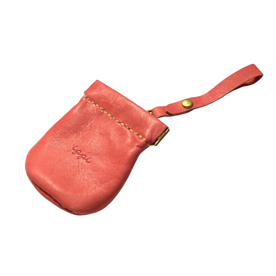 「ippi」『Petal』コインケース/PINK、小物入れ、本革、ナチュラル、ギフト、ワンタッチ、朱色、送料無料