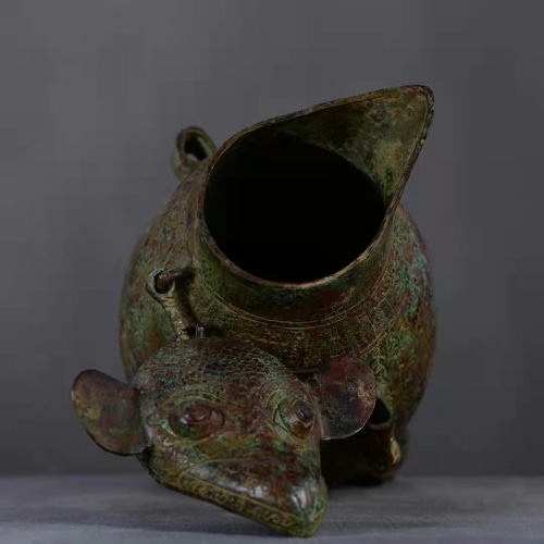 □観心・時代旧蔵□R3386商代 青銅器 青銅獣面龍紋方鼎 細密細工