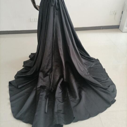 高品質！黒いサテンロングワンピース 二次会ドレス クラシカル  