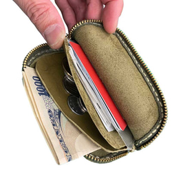 “ippi”“Nudibranch”皮革錢包/OLIVE，零錢包，通行證，自然色 第2張的照片