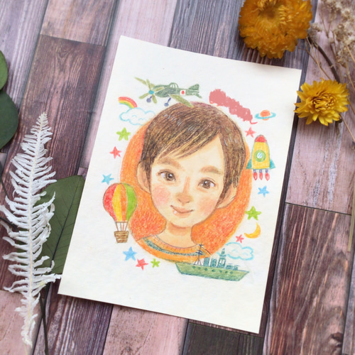 似顔絵を出産祝いやお誕生日プレゼントに！お花いっぱいオーダー