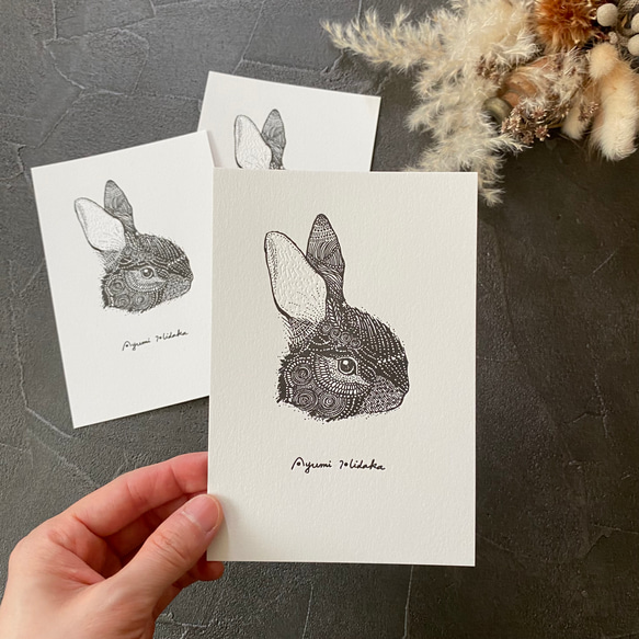 ウサギの活版印刷ポストカード　3枚組 3枚目の画像