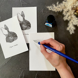 ウサギの活版印刷ポストカード　3枚組 7枚目の画像