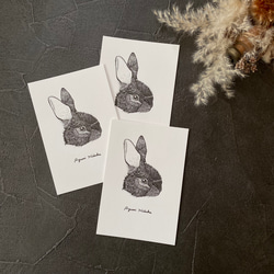 ウサギの活版印刷ポストカード　3枚組 2枚目の画像