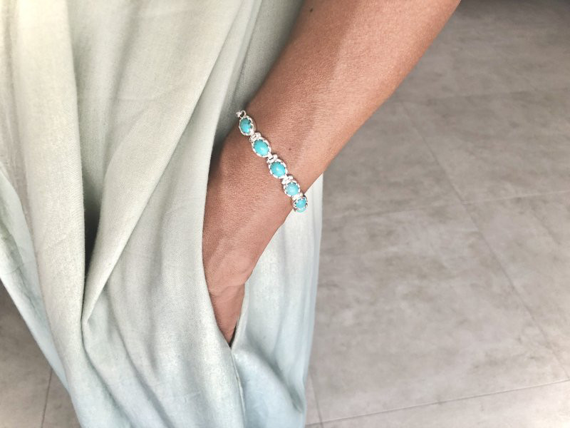ARDANI energy jewelry】ターコイズチェーンブレスレット（シルバー925