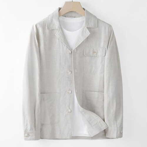 綿麻上下セット リネンセットアップ リネンジャケット 新品*メンズ