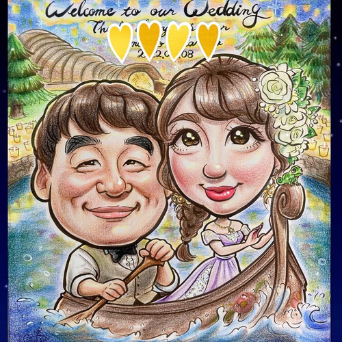 結婚式♡ウェルカムボード♡ウェディング似顔絵♡結婚祝いにも 結婚式♡ウェルカムボード♡ウェディング似顔絵♡結婚祝いにも
