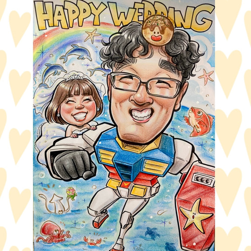 結婚式♡ウェルカムボード♡ウェディング似顔絵♡結婚祝いにも 結婚式♡ウェルカムボード♡ウェディング似顔絵♡結婚祝いにも