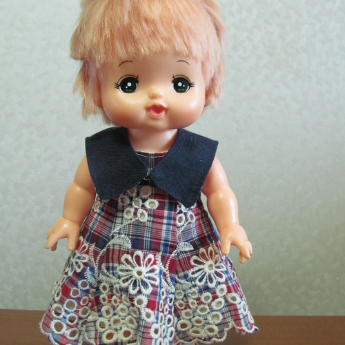 22cmドール服 ケープカラー マーメイドワンピース♡ブルー 単品 22cmドール服 ケープカラー マーメイドワンピース♡ブルー 単品