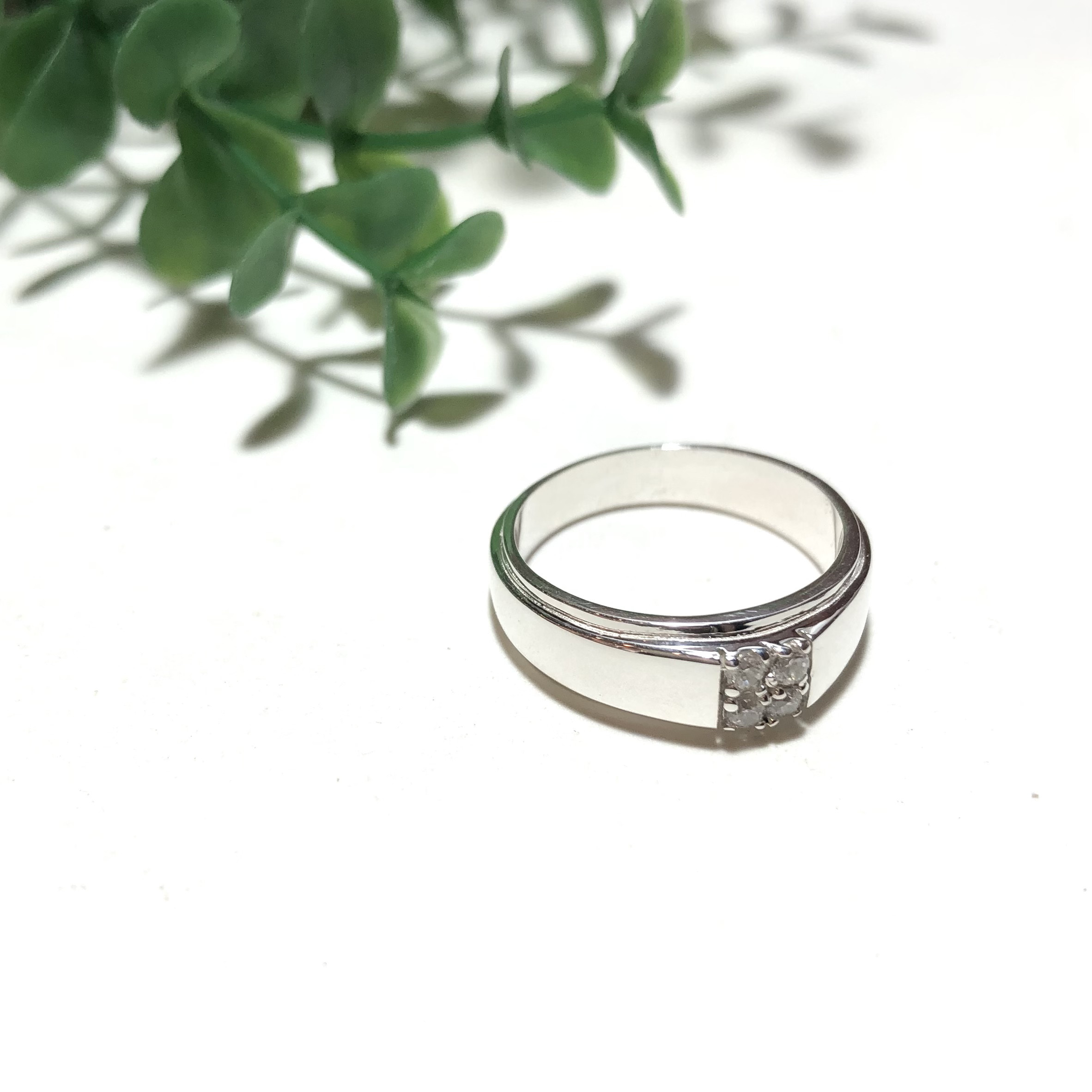 純銀製＊ジルコニアシンプル角落ちリング