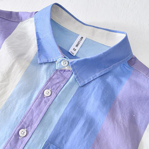 春夏新品 メンズ リネンシャツ 長袖シャツ ストライプ柄 麻 ワイシャツ