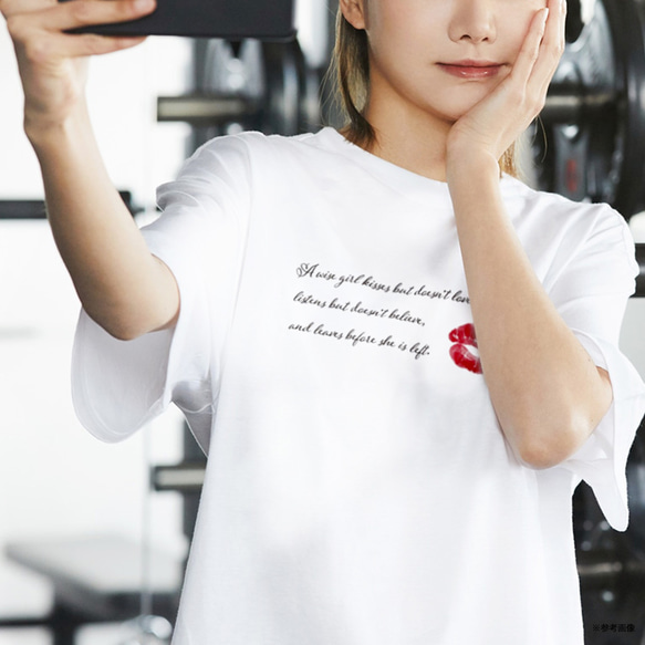 [New]口紅とキスのメッセージTシャツ XS〜3XLサイズ 選べる生地・ビッグシルエット 6枚目の画像