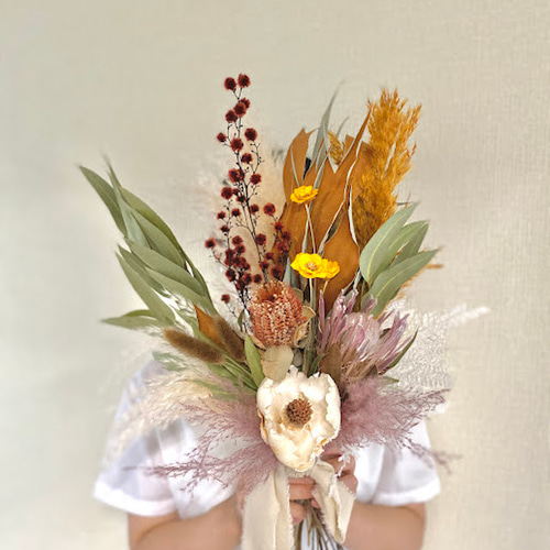 ドライフラワーブライダルブーケ　前撮り　ネイティブブーケ　クラシカル ドライフラワーブライダルブーケ ネイティブブーケ 前撮り