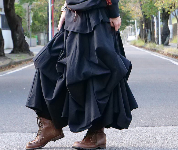 大尺寸 * 任何服裝 [自由排列裙子] 售出超過 1500 件 * 圓形裙子 * 黑色 第7張的照片