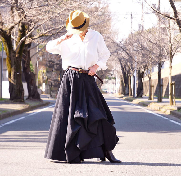 大尺寸 * 任何服裝 [自由排列裙子] 售出超過 1500 件 * 圓形裙子 * 黑色 第16張的照片