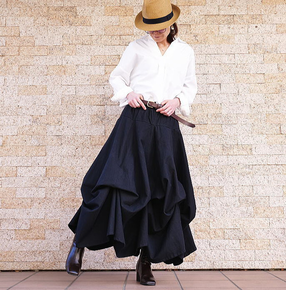 大尺寸 * 任何服裝 [自由排列裙子] 售出超過 1500 件 * 圓形裙子 * 黑色 第13張的照片