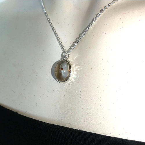 ③ガーネットインクォーツ×純銀ネックレス/シルバーペンダント