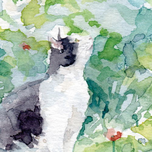 水彩画 「木のぼり」 複製画 A4ポスター 絵画 Turr - KAORI