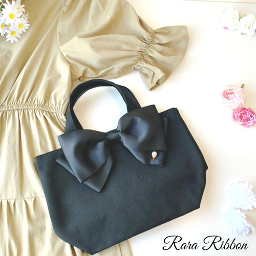 トートバッグ リボンバッグ ランチバッグ エレガント ビッグリボン  