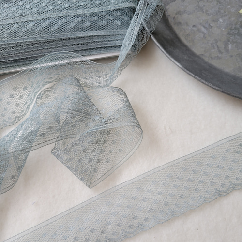 エコ染め レースリボン なみなみドットが可愛い 6m リボン・テープ