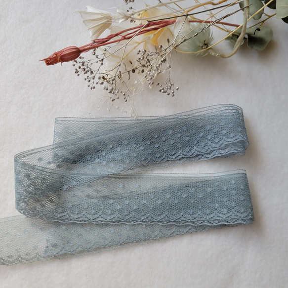 エコ染め レースリボン なみなみドットが可愛い 6m リボン・テープ