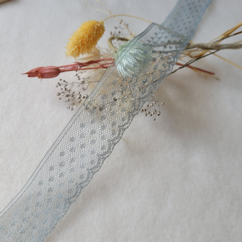 エコ染め レースリボン なみなみドットが可愛い 6m リボン・テープ