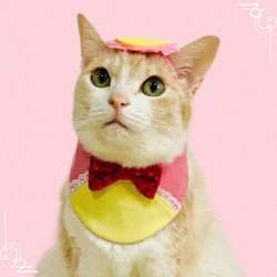 送料無料☆彡せくし～ピンク河童風スタイ〜猫の首輪（河童かっぱkappa） 1枚目の画像