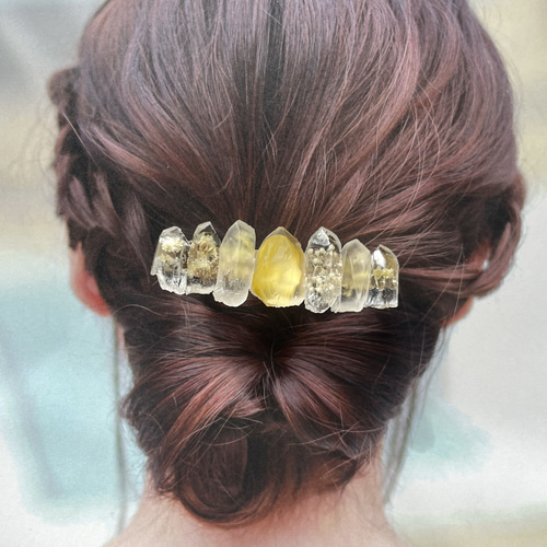 新作☆レジンヘアゴム　レモン色の宝石 1e10b83837a4b0f1565fdd4ef9e3a4