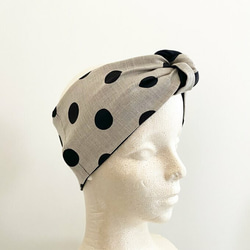也可以用作圍巾的頭巾♡多種使用方式♪亞麻+棉圓點圖案頸套髮帶[包括2個冰袋] 第4張的照片