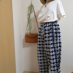 浴衣リメイク 藍染め サルエルパンツ ワイドパンツ 2ウェイ