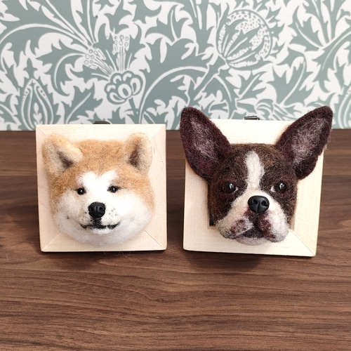 羊毛フェルト 小さなボストンテリアさんフレーム 羊毛フェルト 羊毛