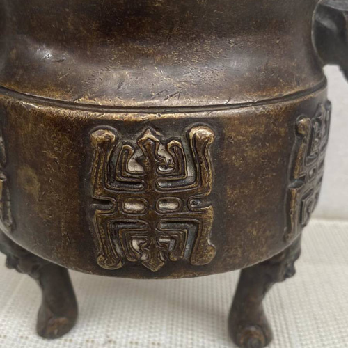 香炉 銅製 瑞獣耳 寿紋 熏香炉 仏具 茶道 賞物 置物 希少唐物 香炉 銅製 瑞獣耳 寿紋 熏香炉 仏具 茶道 賞物 置物 希少唐物
