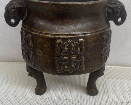 香炉 銅製 瑞獣耳 寿紋 熏香炉 仏具 茶道 賞物 置物 希少唐物 貴重 8