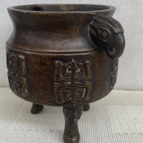 香炉 銅製 瑞獣耳 寿紋 熏香炉 仏具 茶道 賞物 置物 希少唐物 貴重 8
