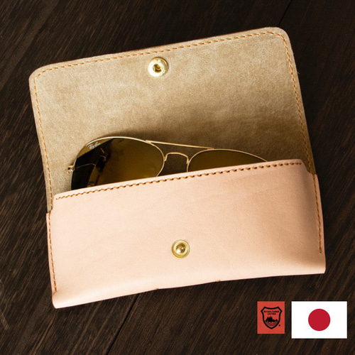 栃木レザー】生成りヌメ革メガネケース エイジング メガネケース