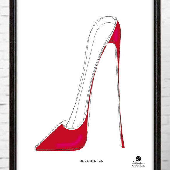 High & High heel　　ポスター A4　イラストポスター　アートポスター　結婚祝い　新築祝い　497 2枚目の画像