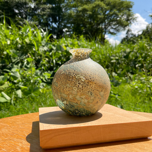 吹きガラス 黄流硝一輪挿し 花器 フラワーベース 一輪挿し・花瓶・花器