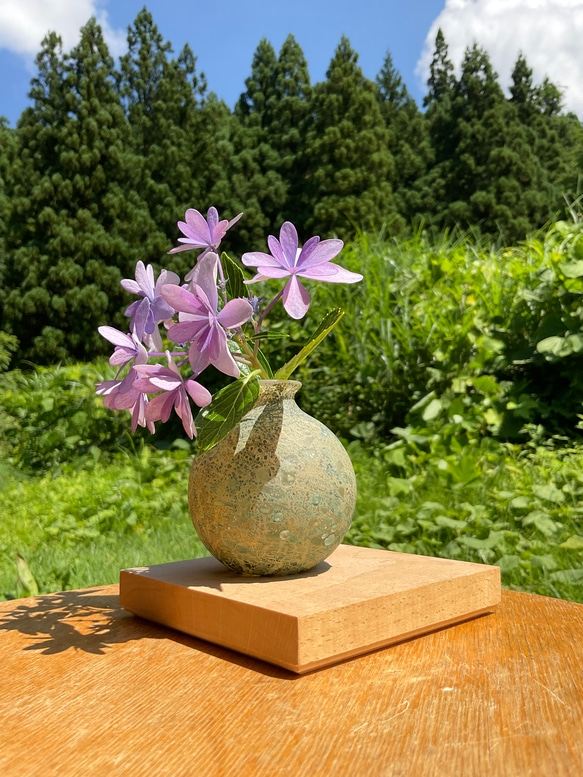 吹きガラス　黄流硝一輪挿し　花器　フラワーベース 3枚目の画像