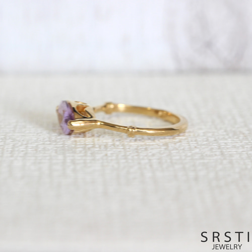 アメジストマーキスK18GP リング 本物 アメジスト リング (マーキス