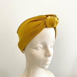 ♡圍巾兼作頭巾♡日本產優質棉質護頸髮帶純芥末黃2個冰袋 第5張的照片