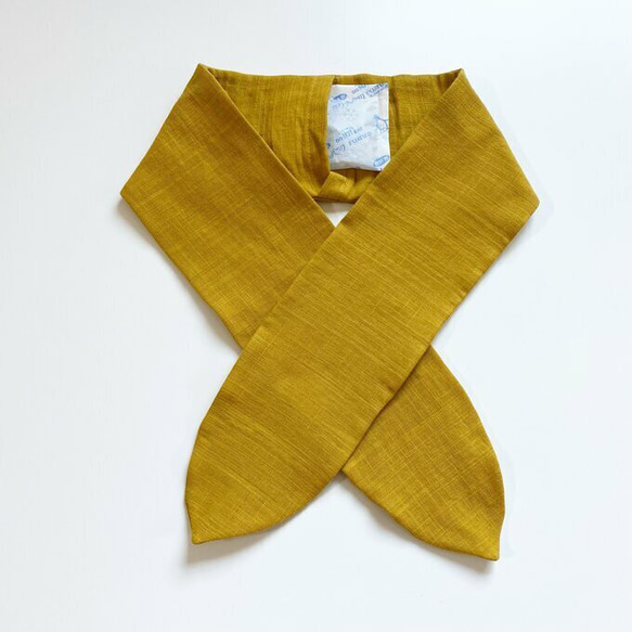 ♡圍巾兼作頭巾♡日本產優質棉質護頸髮帶純芥末黃2個冰袋 第12張的照片