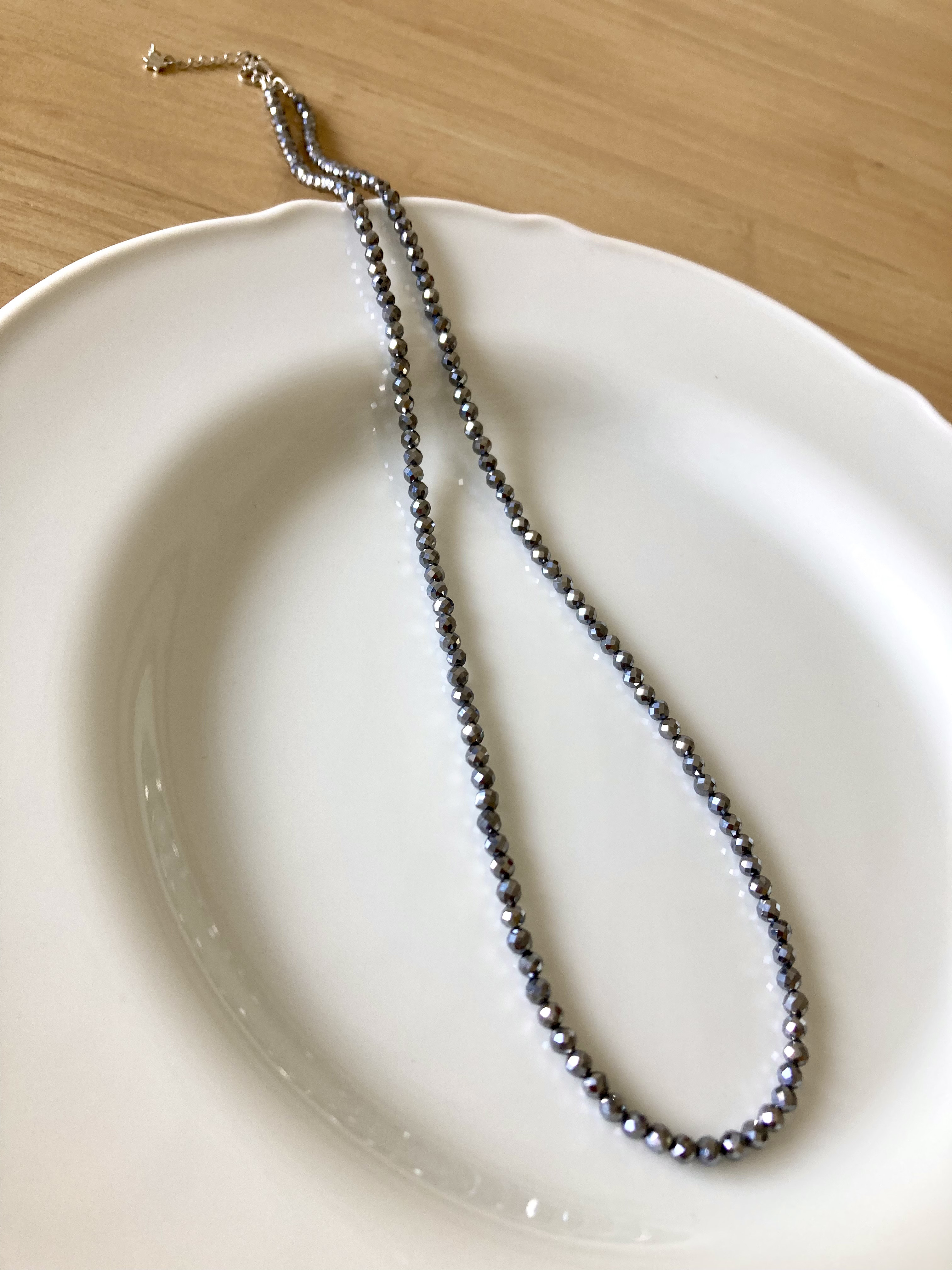 高純度テラヘルツ鉱石のシンプルネックレス⭐︎3mmラウンドカット（50cm）