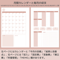 A5サイズ 家計簿セット② ピンク システム手帳リフィル ルーズリーフ 4枚目の画像